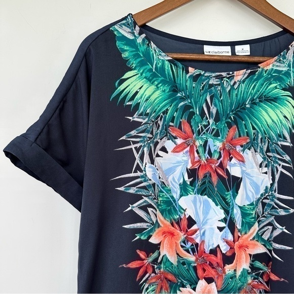 Liz Claiborne satin top, dolman cut  with crew neck, loose fitting - Picture 6 of 12